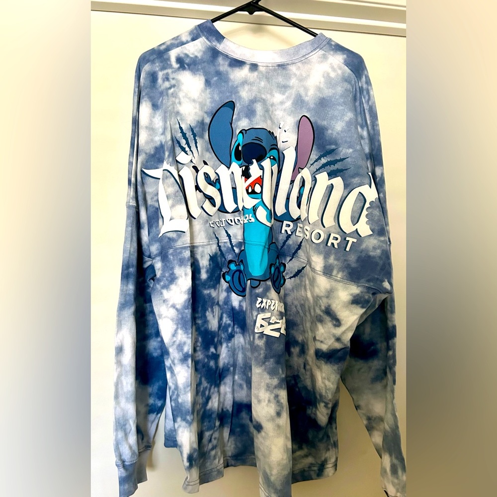 XXL - Disneyland Resort Spirt Long Sleeve Shirt - Tie-Dye Blue Stitch - NWT